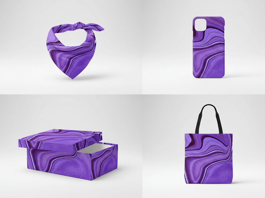 Elegant violet marble design with atmospheric cosmic patterns